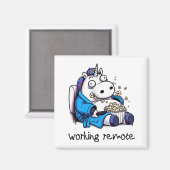 Aimant Unicorne Travailler à distance (Recto/Verso)