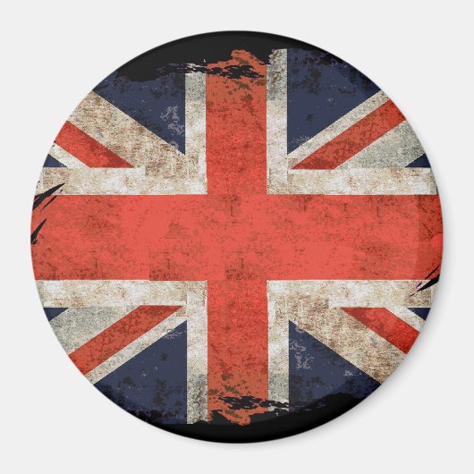 Aimant Union Jack déchiquetée âgée (Devant)