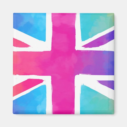 Aimant Union Jack Flag à Bright Watercolors (Devant)