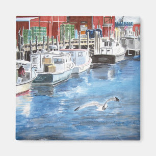 Aimant Union Wharf Portland, Aquarelle du Maine
