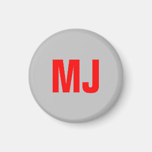 Aimant Unique en tendance gris rouge gras monogramme nom 