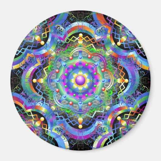 Aimant Univers Mandala Couleurs Psychédéliques (Devant)