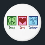 Aimant Urologie de l'amour pour la paix<br><div class="desc">Peace Love Urology. Un don urologue cool pour un médecin ou une infirmière en urologie avec un signe de paix,  un coeur et une photo d'une vessie. Grand département urologique présente.</div>
