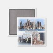 Aimant US0142 Amérique, États-Unis, Boston, Fridge (Recto/Verso)