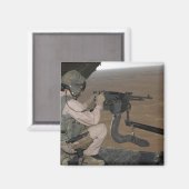 Aimant US Marine test feu une mitrailleuse lourde M240 (Recto/Verso)