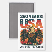 Aimant USA 250 Years - Patriotic Bald Eagle 4 juillet 202 (Recto/Verso)