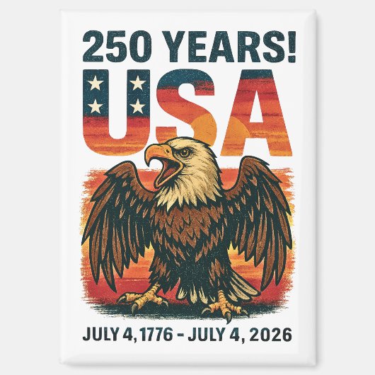 Aimant USA 250 Years - Patriotic Bald Eagle 4 juillet 202 (Recto)