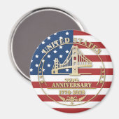 Aimant USA 250th Anniversary Golden Gate Patriotic Flag (Recto/Verso)