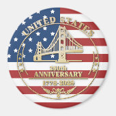 Aimant USA 250th Anniversary Golden Gate Patriotic Flag (Devant)