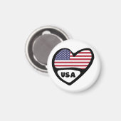 Aimant USA Country Code Flag Heart, États-Unis (Recto/Verso)