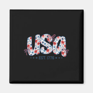 Aimant Usa Est 1776 Coquette Nœud 4 Juillet Usa Floral G
