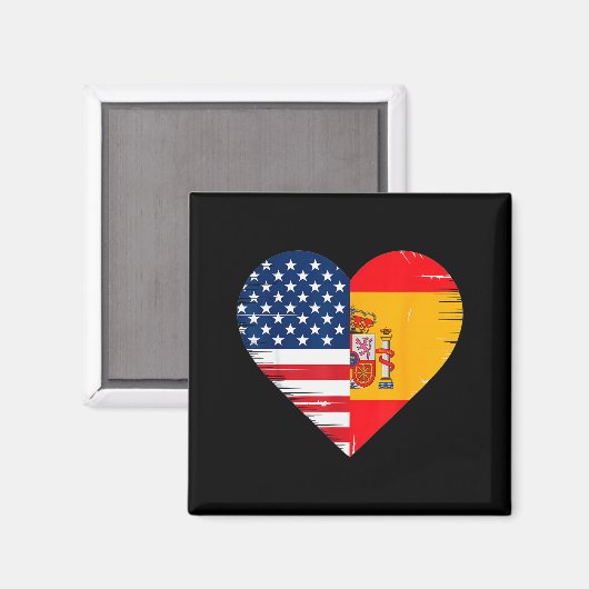 Aimant Usa Spain Heart - Dual Citizenship (Recto/Verso)