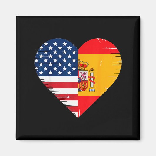 Aimant Usa Spain Heart - Dual Citizenship (Devant)