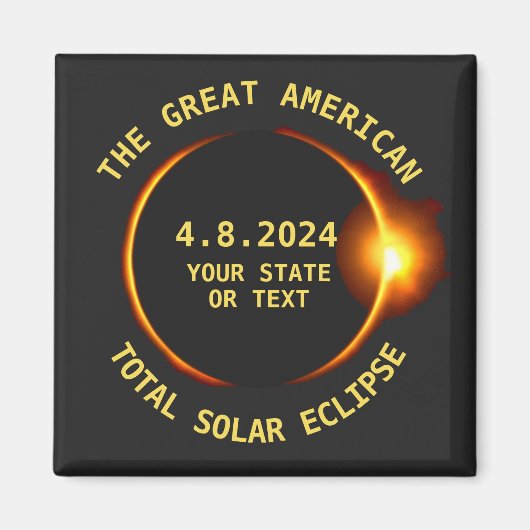 Aimant USA Total Solar Eclipse Party 4/8/2024 Custom Text (Devant)