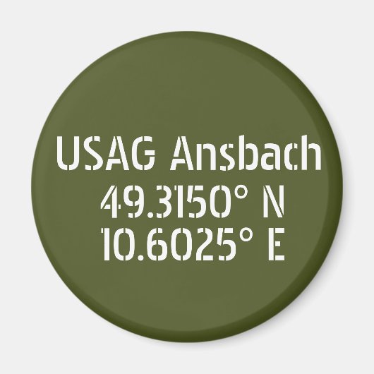 Aimant USAG Ansbach Latitude Longitude (Devant)