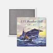 Aimant USS Bunker Hill en mer (Recto/Verso)
