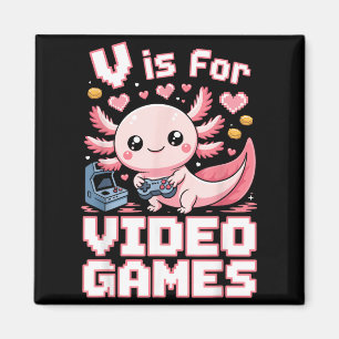 Aimant V est pour jeux vidéo mignon axolotl joueur valent