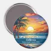 Aimant Vacances à Sunset Beach en Californie (Recto/Verso)