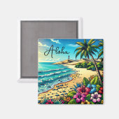 Aimant Vacances Aloha Océan Tropical (Recto/Verso)