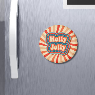 Aimant Vacances de Noël rétro Holly Jolly Typographie