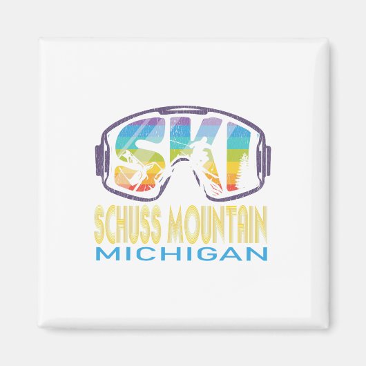 Aimant Vacances de ski à Ski Schuss Mountain Michigan (Devant)