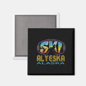 Aimant Vacances de ski Alyeska Alaska Ski (Recto/Verso)