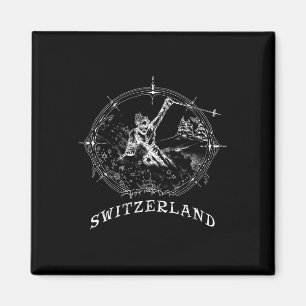 Aimant Vacances de ski en Suisse vintage neige