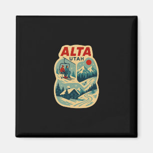 Aimant Vacances de ski vintage à Alta Utah Souvenir de vo