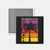 Aimant Vacances d'été S'amuser à la plage Retro (Recto/Verso)