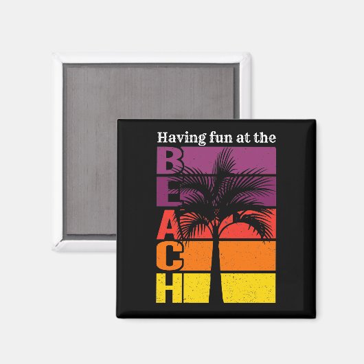 Aimant Vacances d'été S'amuser à la plage Retro (Recto/Verso)