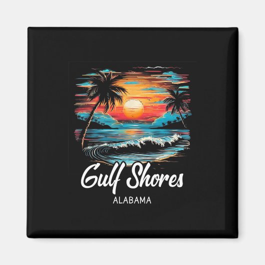 Aimant Vacances en famille Retro Sunset Alabama Gulf Shor (Devant)