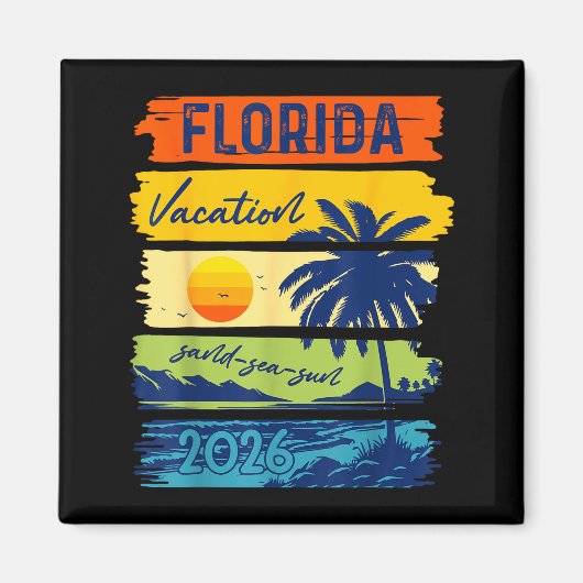 Aimant Vacances en Floride 2026 Mer Sable Plage Été (Devant)