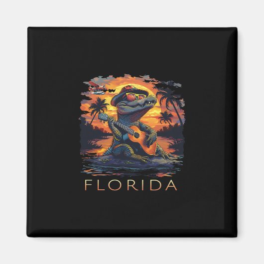 Aimant Vacances en Floride Alligator Mignon  (Devant)