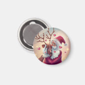 Aimant Vacances Festive De Père Noël Whimsical Et Reindee (Recto/Verso)