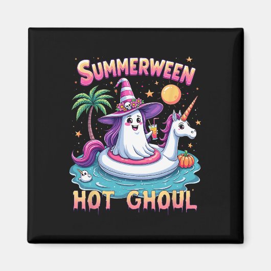 Aimant Vacances Halloween Groupe Fête Funny Summerween Wi (Devant)