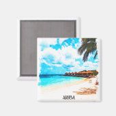 Aimant Vacances minime sur l'île des Caraïbes à Aruba (Recto/Verso)