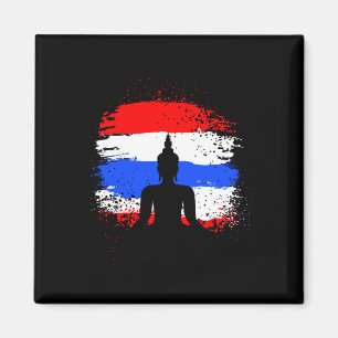 Aimant Vacances rétro thaï bouddha drapeau thaïlande