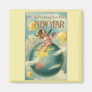 Aimant Vacances vintage, vœux pour la nouvelle année