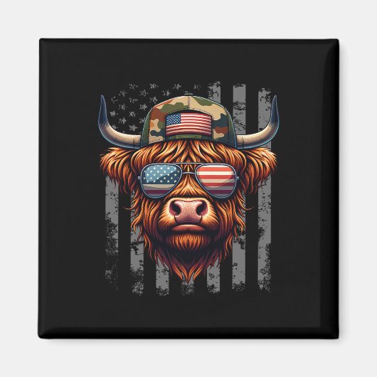 Aimant Vache 4 juillet Drapeau États-Unis Papa Père Améri (Devant)