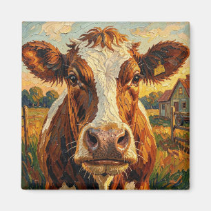 Aimant Vache à l'impasto mignonne à la ferme
