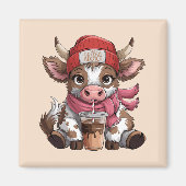 Aimant Vache Accro au Café (Devant)