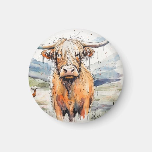 Aimant vache, aimant vache highland (Devant)