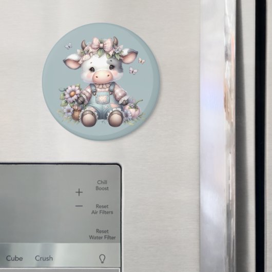 Aimant Vache Bébé mignonne Pastel dans les salons avec fl (In situ (réfrigérateur))