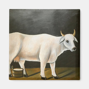 Aimant Vache blanche sur un Arrière - plan noir (animal d