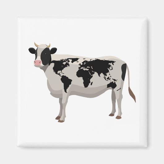 Aimant Vache de la carte mondiale (Devant)