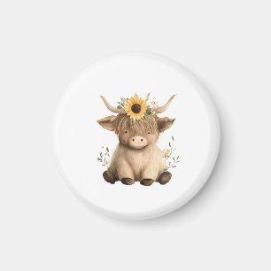 Aimant Vache des Highlands au tournesol bohème