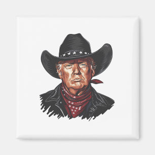 Aimant Vache drôle Western Donald Trump Drapeau américain