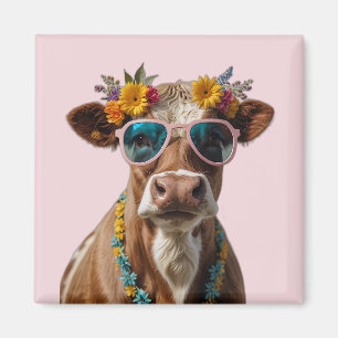 Aimant Vache gaie avec lunettes de soleil