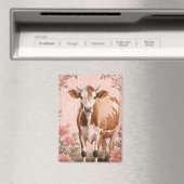 Aimant Vache Jersey Adorable Fleur Rose (In Situ (Lave-vaisselle))