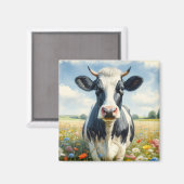 Aimant Vache laitière fleur sauvage Holstein (Recto/Verso)